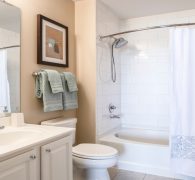 Airy, bright bathrooms